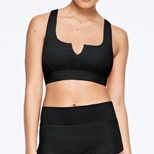 PINK Notch Neck Textured Sports Bra